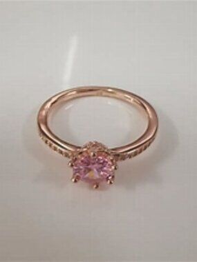 Pandora PinkPrincess Sparkling Crown Solitare Ring Size 6.0